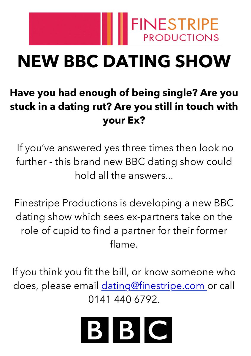 UKdatingseries's tweet photo. @KateTaylorGale Hi Kate, we’re looking for great single people and their (friendly) exes for a new BBC dating pilot. https://t.co/bVlpJ5HcdM