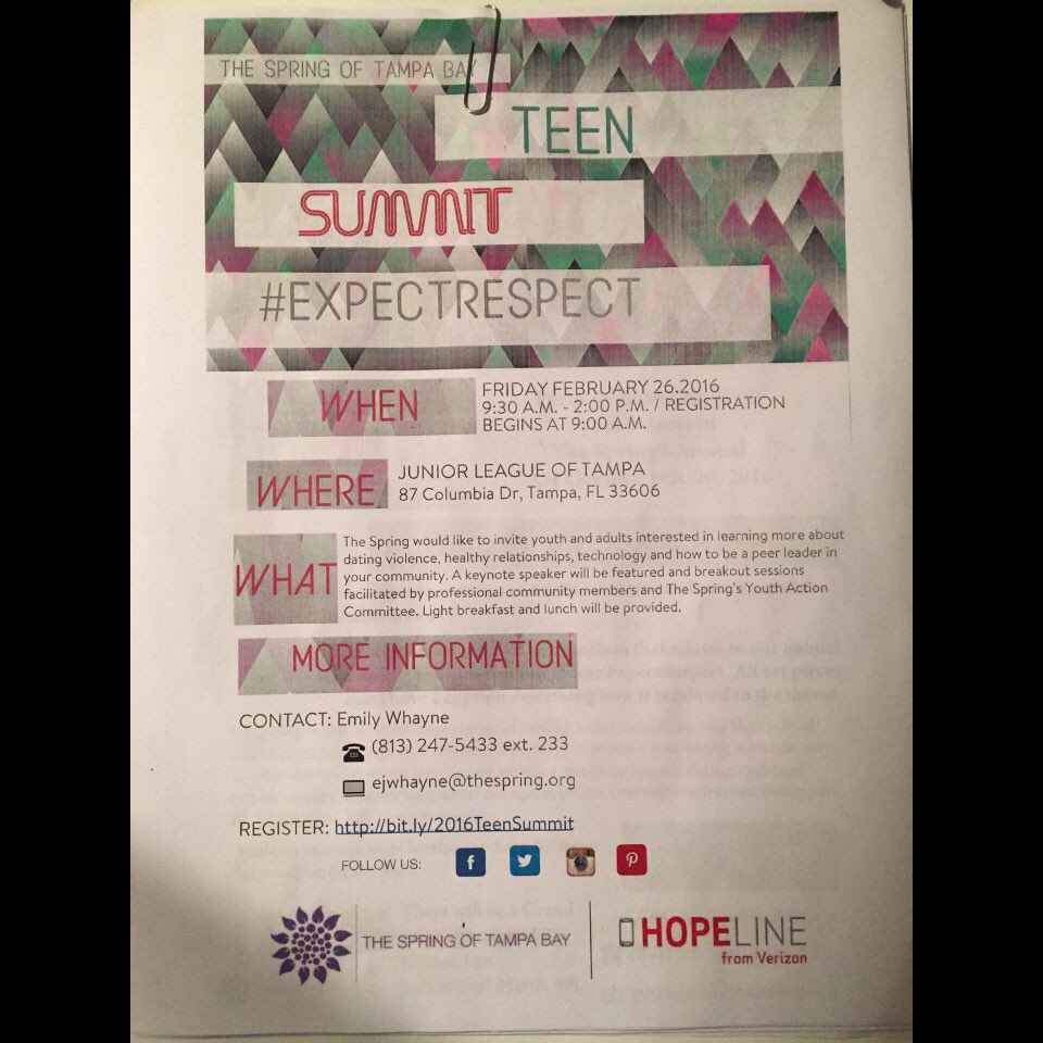 Come to an #ExpectRespect event on February 26 and get service hours! Register here: bit.ly/2016TeenSummit