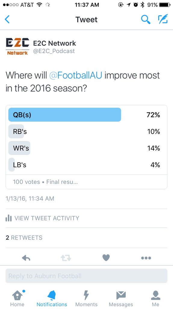 E2C_Network's tweet image. I think pretty much everyone sees where Auburn lacked last year and hope we improve next year. #QuarterbackPlay