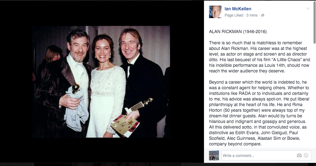 Hypable's tweet image. Sir Ian McKellen has paid tribute to Alan Rickman facebook.com/ianmckellen/ph…
