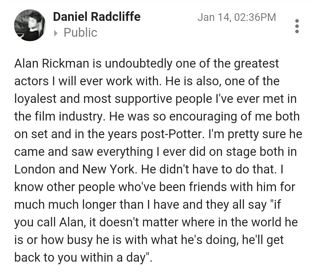 belikebenzo's tweet photo. I'm crying. This is beautiful. #RIPAlanRickman https://t.co/622kaurTy5