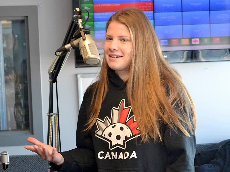 Hannah Wilson, captain for <a href="/U19CanadaWF/">U19 Canada WF Team</a> for the 2016 World's, is a pro at interviews. #floorball #u19wfc