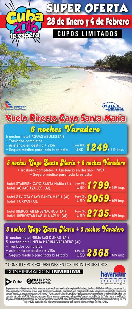 levantenvuelo's tweet photo. SUPER OFERTA!! A CUBA.. No te lo podes perder 😀😍 https://t.co/I7FHMGmzVf