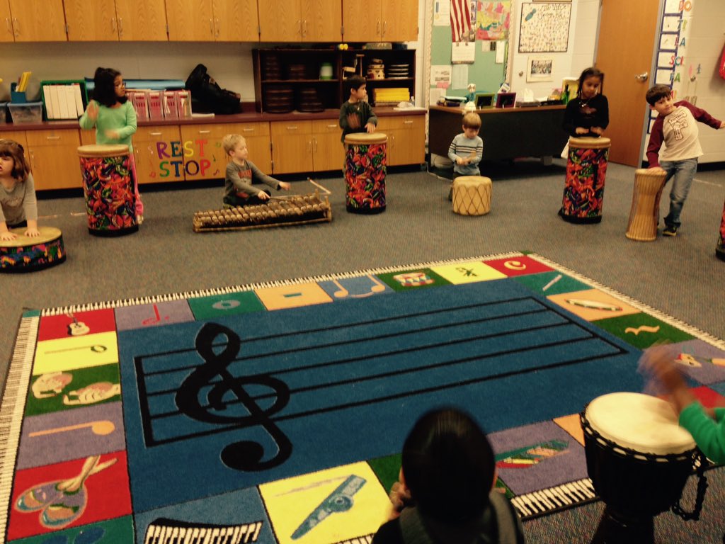 Kindergarten is learning about and playing music from Ghana!