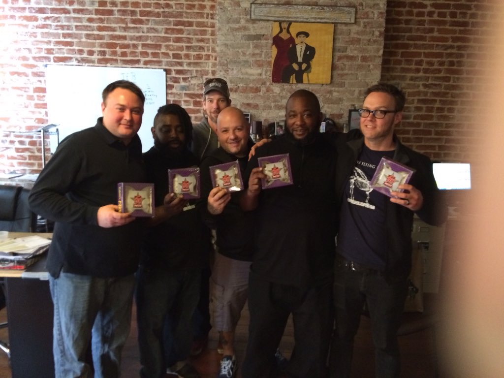 NATCOfsm's tweet photo. The team at Juan's Flying Burritos enjoying their #kingcake https://t.co/2T4zsA6meS
