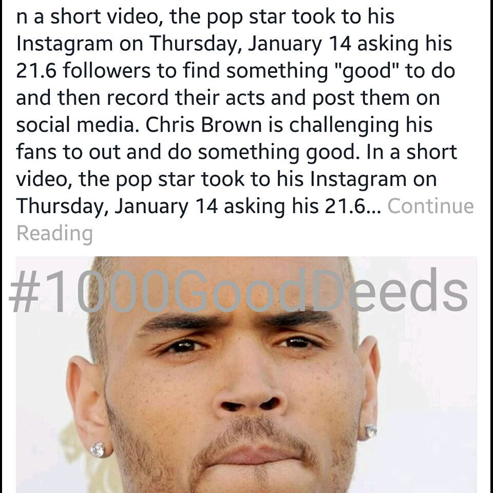 EngageTheFnd's tweet photo. S/O @chrisbrown ! 1 good deed at a time! #1GoodDeed #1000GoodDeeds https://t.co/9ffHoQOsgB