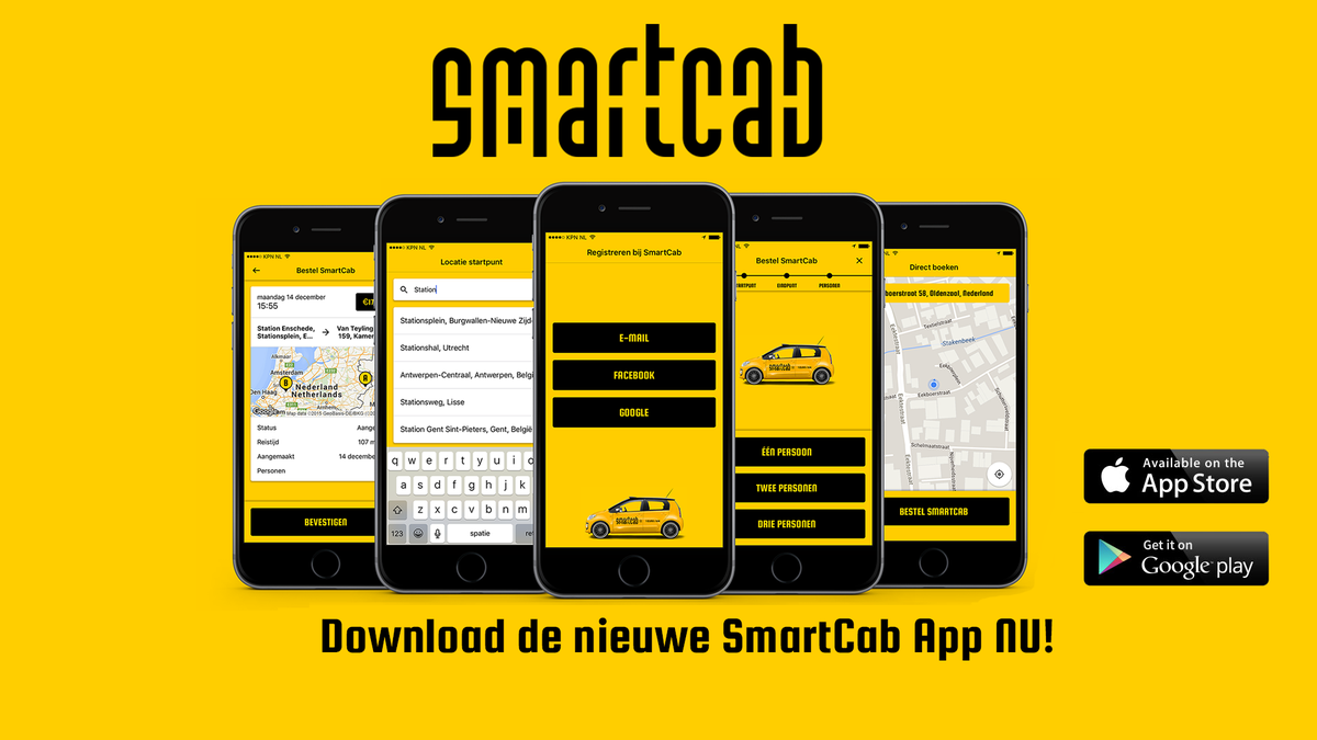 Eindelijk is het zover, vanaf vandaag kun je SmartCab ook via onze app bestellen!