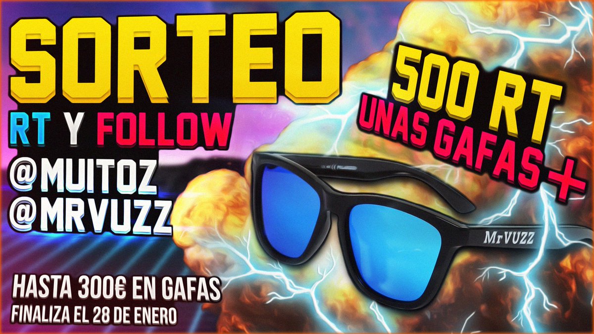 Muit0z's tweet photo. #SORTEAZO!! Gafazas de @MrVUZZ!!!!! 
-Cada 500 RT AÑADIMOS UNAS GAFAS MÁS!!!! 
-Para participar mirad la imagen!
 <3 https://t.co/BRVXgCRZyC