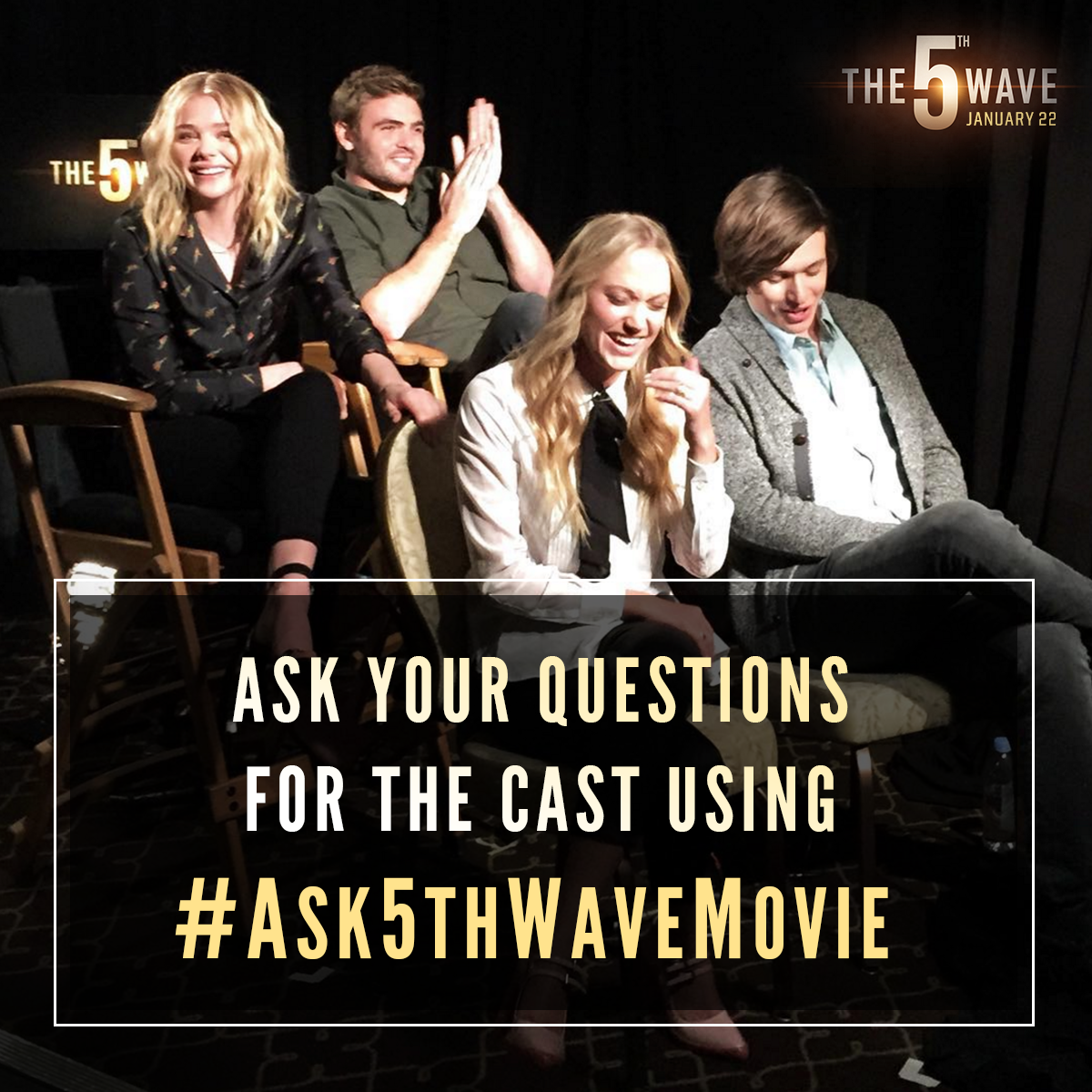 5thWaveMovie's tweet photo. Have a question for The 5th Wave cast? Ask now using #Ask5thWaveMovie for a chance to have it answered tomorrow! https://t.co/zGvnUMUjxM