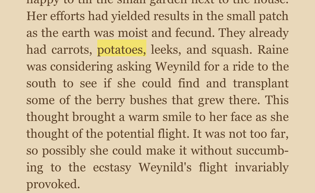 PotatoSheWrote's tweet photo. Potatoes and lesbian dragons. A strong contender for Best Book In The World. (The Dragon's Lover, Samantha Sabian) https://t.co/xfyGeegCno