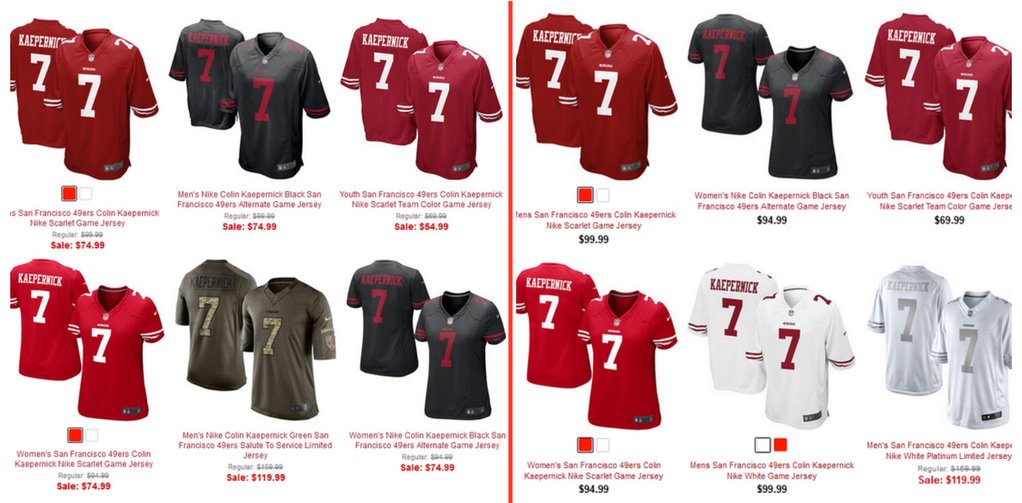 kaepernick jersey clearance