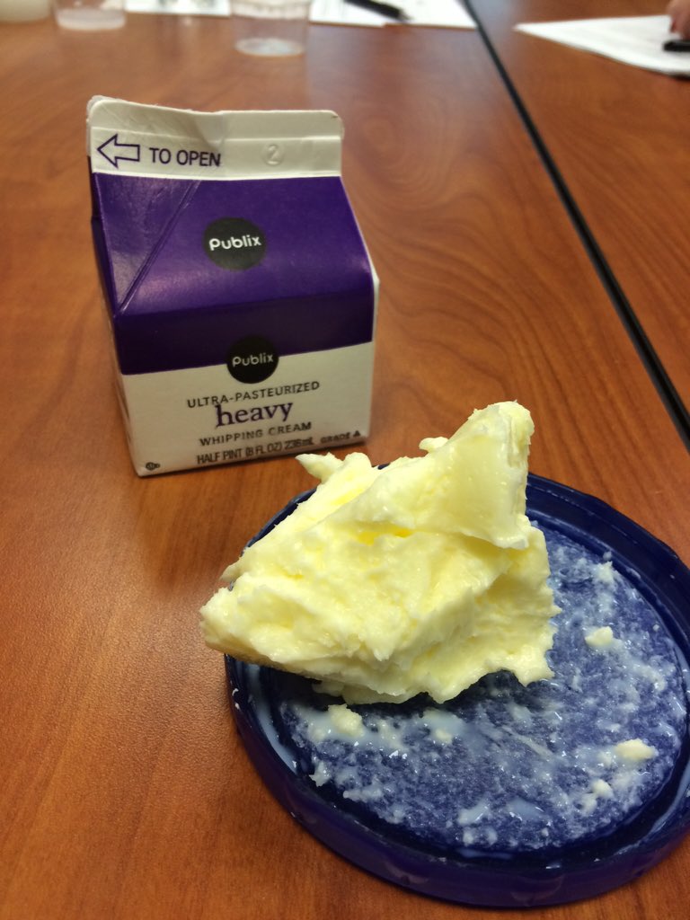 tschiebs's tweet image. Making homemade butter out of heavy whipping cream! #AEC4228 #UFAEC #TeachAg