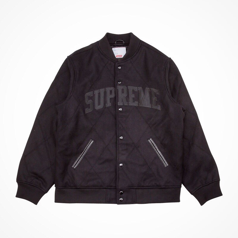 supreme harlequin wool varsity jacket