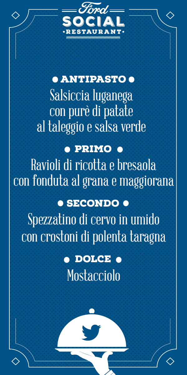 ITFBloggers's tweet image. Questa sera sono al #FordSocialR e ho scoperto un menù da #MasterChefIt, pagando solo con un tweet.