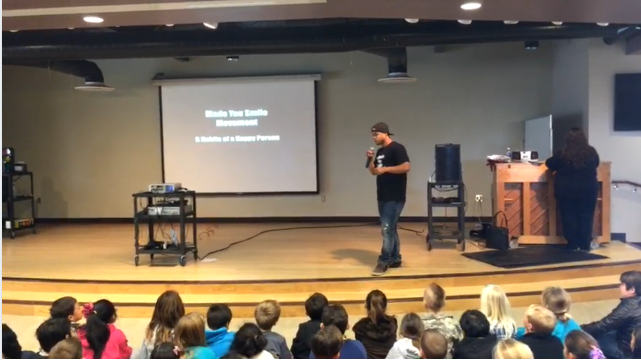 Dante #makeyousmilemovement bringing smiles &amp; 5 Habits of a Happy Person to our Palmquist Ss! #youthsuccesssweek