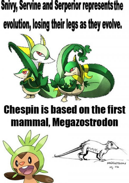 Poke__Facts's tweet photo. All grass type starters are based on different 'saurs': https://t.co/MvMkSIvVMn