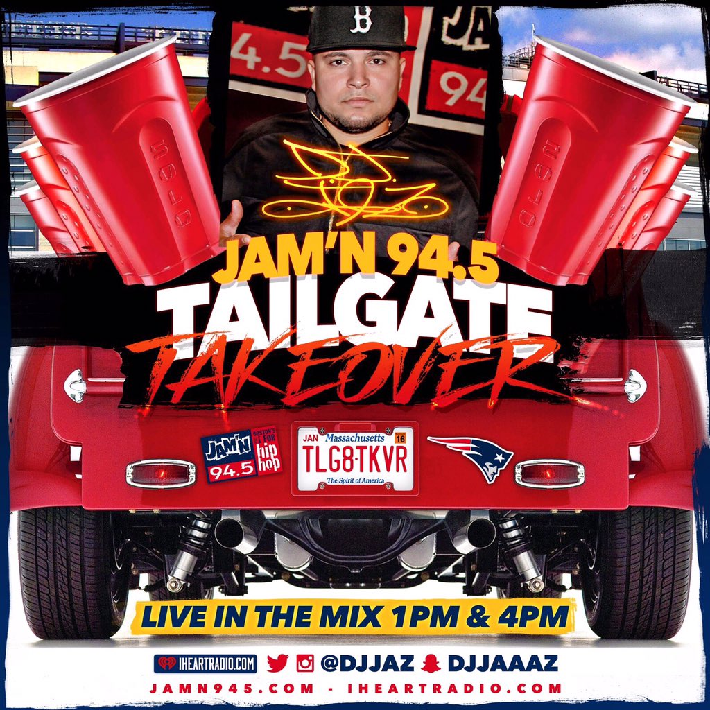 DJJAZ's tweet photo. THIS SATURDAY @patriots #tailgatetakeover on @jamn945 12-5p w/@djpupdawg @djedubble &amp; @dj4eign. Catch me at 1p &amp; 4p. https://t.co/4Mnlm68DXy