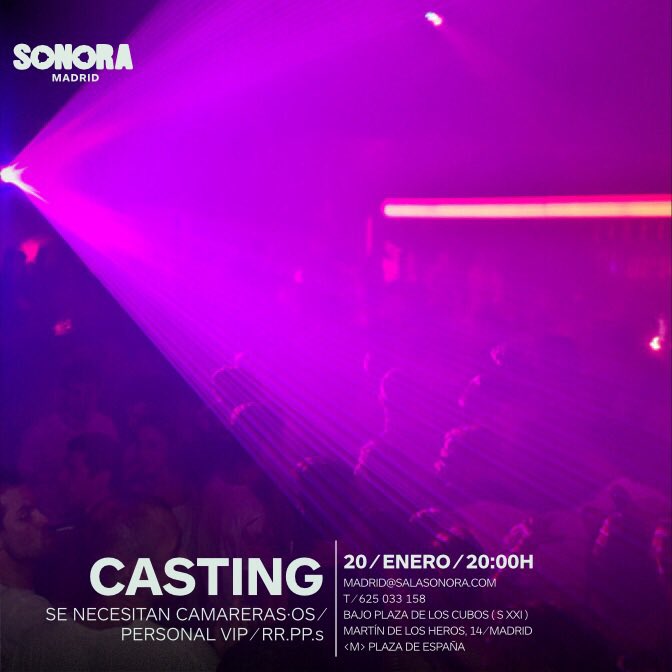 madridsonora's tweet photo. @madridsonora precisa:
Camarer@s, Hostess, RRPP...
#sonoraexperience #sonoramola #sonoramadrid https://t.co/XxS11bjFEP