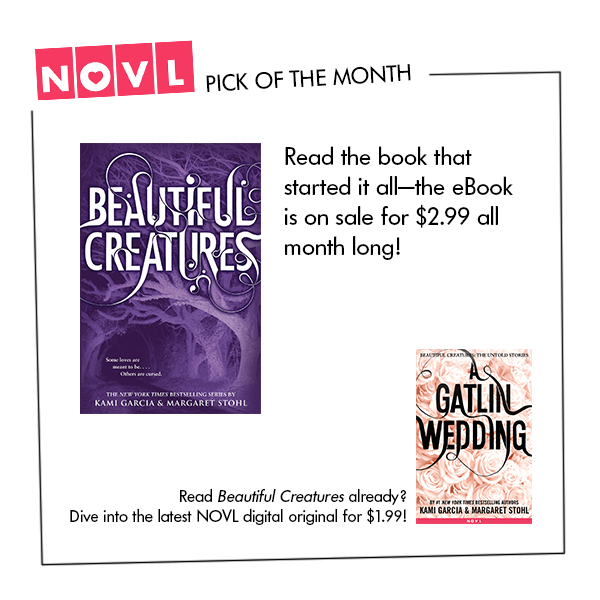 theNOVL's tweet photo. Feed your reader with tales from the world of #BeautifulCreatures. Snag these two eBooks for $5! #AGatlinWedding https://t.co/HnxehrcYVi