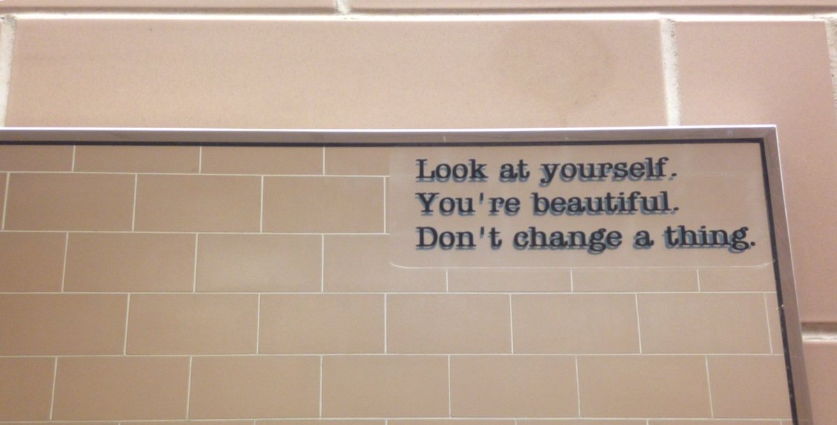 kempscott's tweet image. @wrdsb Thanks to students at #CHCI, every girls’ bathroom mirror now has this sticker on it. #PositiveReflection