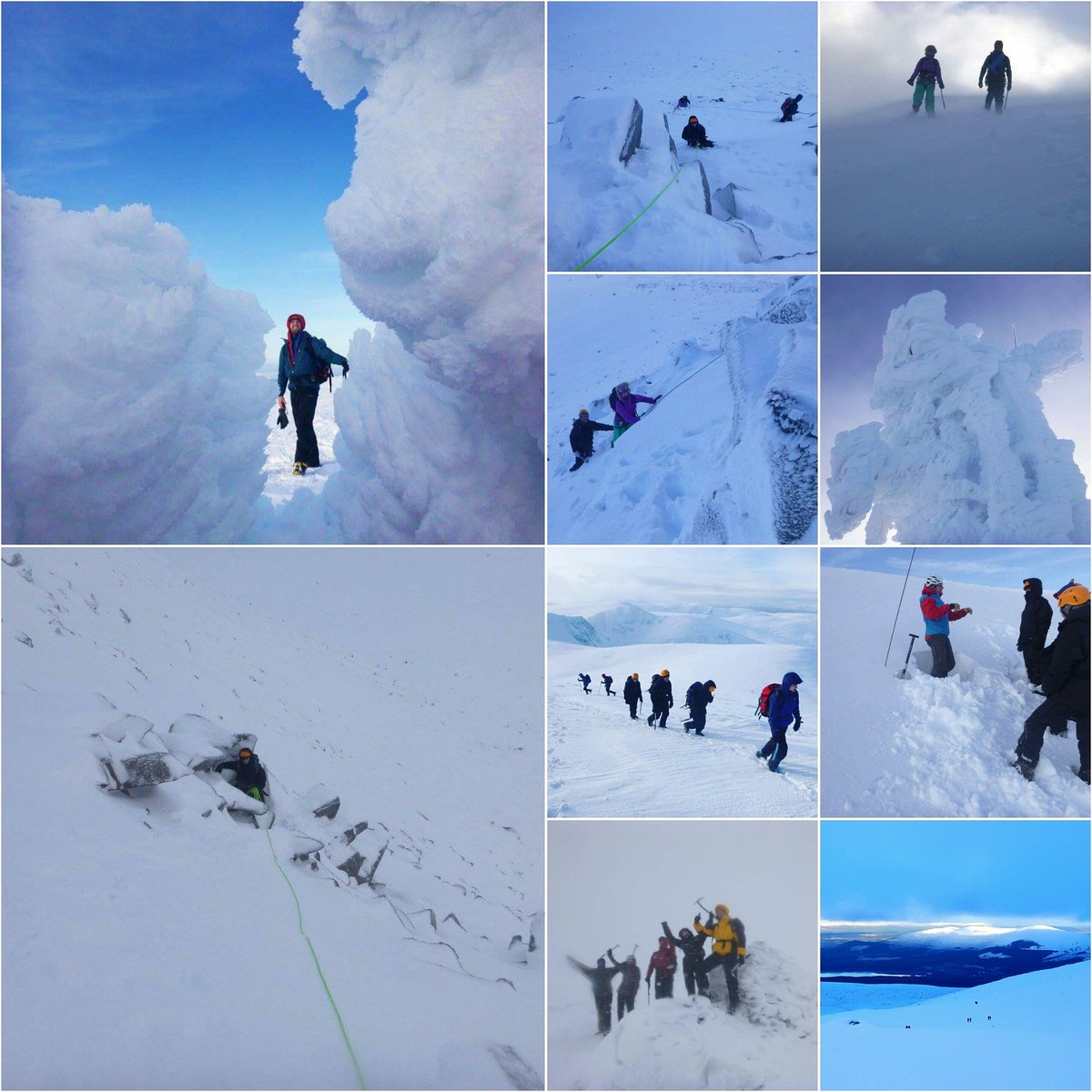 AndySpink1's tweet photo. 3 contrasting days #instructing #cairngorms #whc #hebrideanpursuits carefull #windslab building @ScotWinter https://t.co/dJq4y2vln9