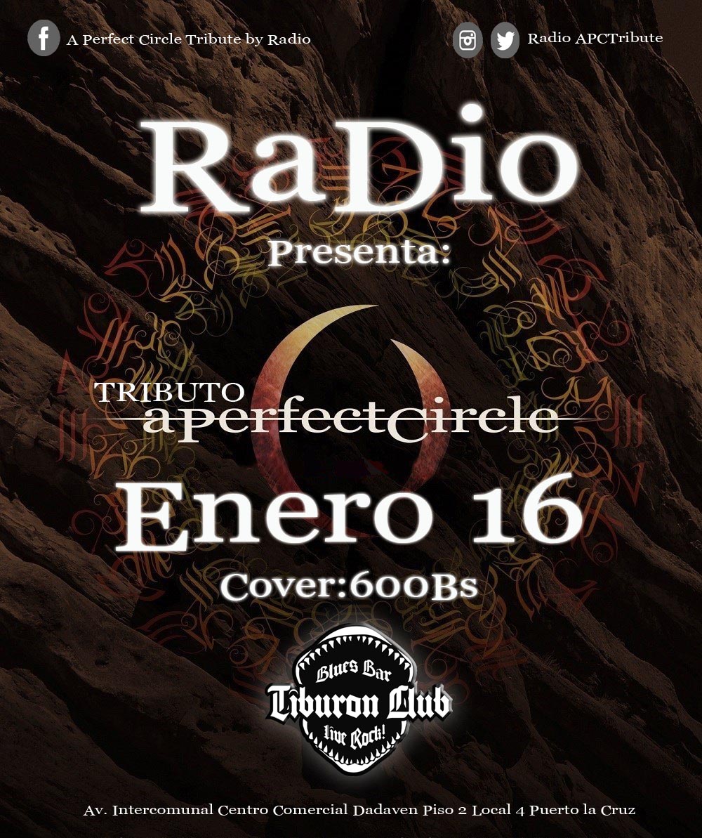 radioapctribute's tweet photo. Este #SabadoenPuertoLaCruz #TributoAPerfectCircle @TiburonClubBB @radioapctribute @La_ki_ki_ @aperfectcircle https://t.co/FAeCqqALkd