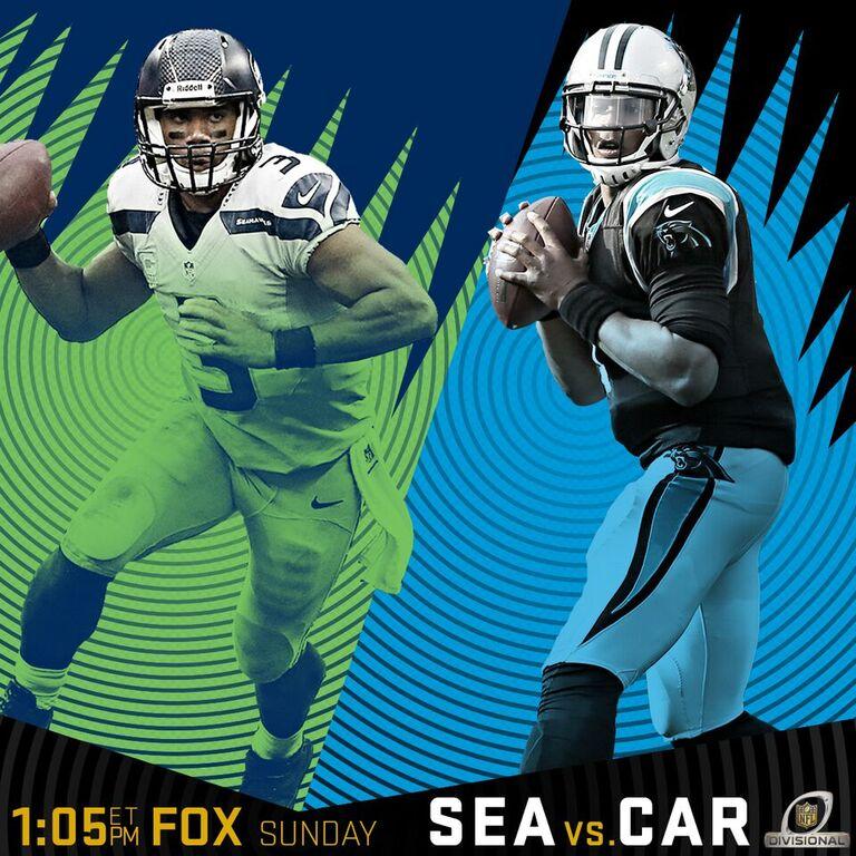 NFL's tweet photo. For the 2nd year in a row...

Russ. Cam.
@Seahawks. @Panthers.
Divisional Round. 
Let's go! #SEAvsCAR #NFLPlayoffs https://t.co/SCyHaQ8gs4