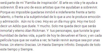 ImAMadWeirdo's tweet photo. Un Adiós que no esperaba dar. Aún no lo puedo creer. Eterno gracias. Hasta Siempre. #AlanRickman https://t.co/TnU7ZdxbIn