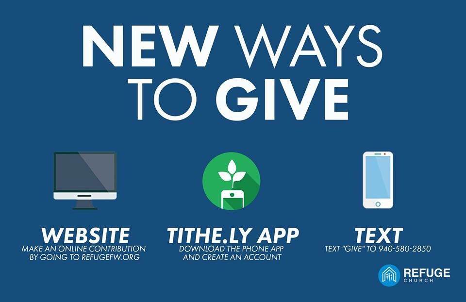 RefugeFW's tweet photo. Just a reminder church on the New Ways To Give
*Simple
*Faster
*Easier
Website@ 
https://t.co/mZ40BvkBnf https://t.co/15mklJN08f