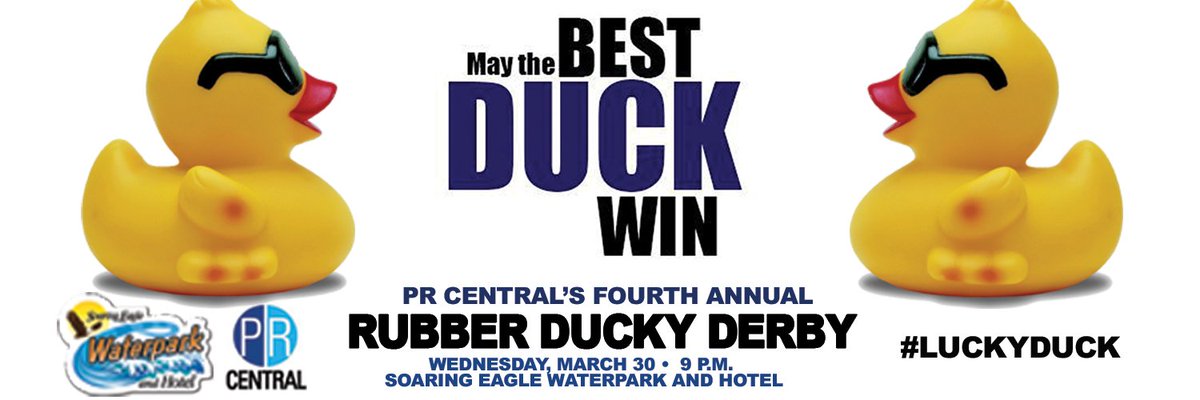 PR Central (@pr_central) on Twitter photo Get your #LuckyDuck for the 4th Annual <a href="/PR_Central/">PR Central</a> Rubber Ducky Derby. Order online at: cmuprcentral.com/#!duckderby/p9… Get your #LuckyDuck for the 4th Annual <a href="/PR_Central/">PR Central</a> Rubber Ducky Derby. Order online at: cmuprcentral.com/#!duckderby/p9…