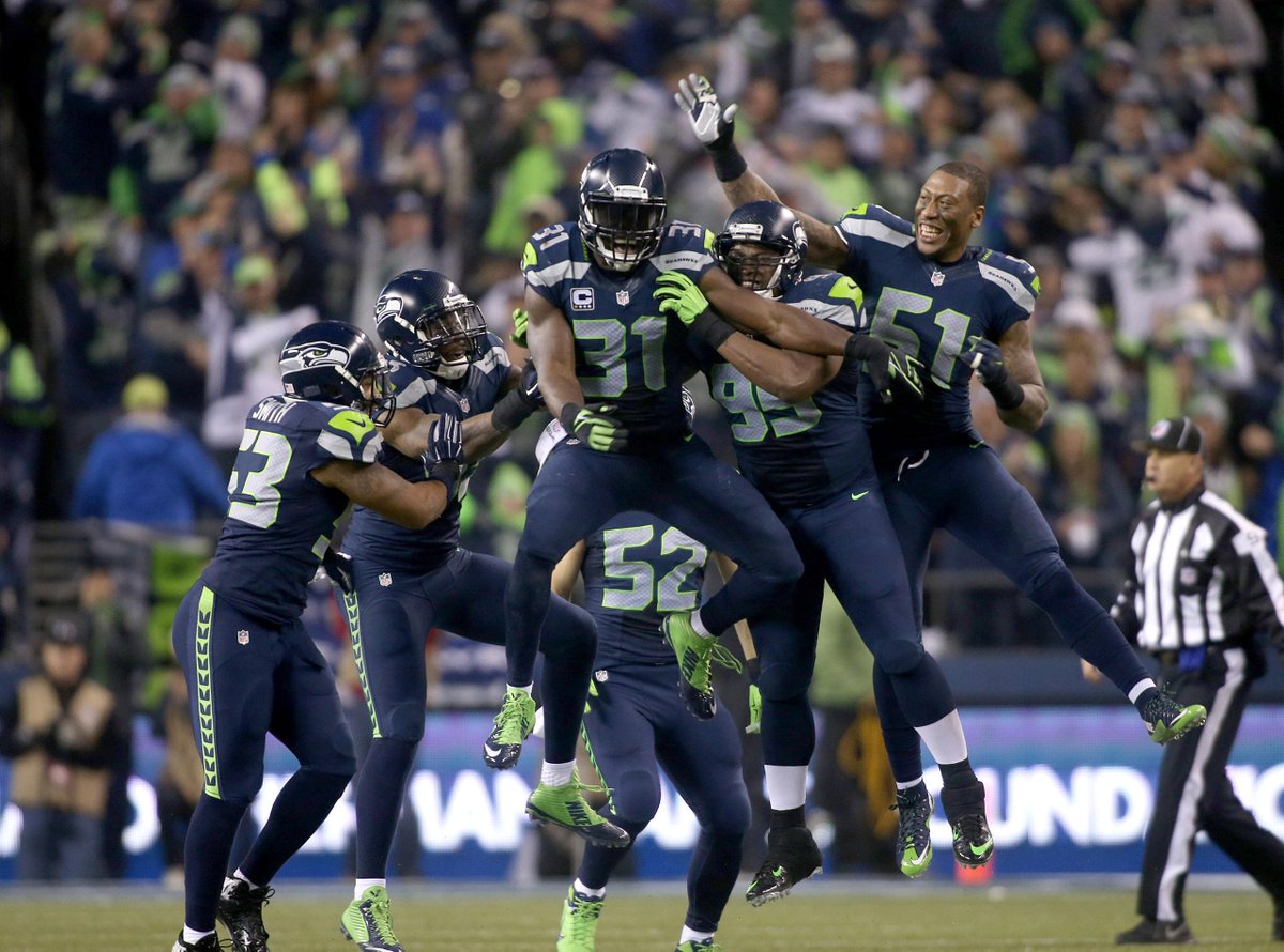 Seahawks's tweet photo. #TBT in 2015: SS @Kam_Chancellor leaps over the line and blocks the @Panthers' FG.

📷's [https://t.co/sEZoHuk867] https://t.co/vMJtDh1Jln