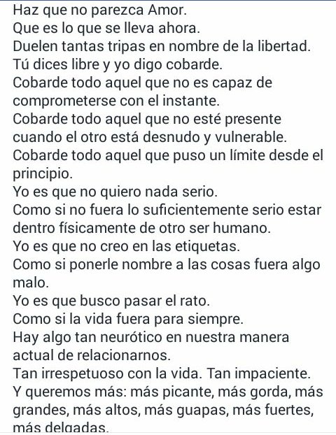 OnMarimar's tweet photo. Haz que no parezca amor...que es lo que se lleva ahora.
Merece la pena leer este texto de #RoyGalán https://t.co/a6CUV9H9fI