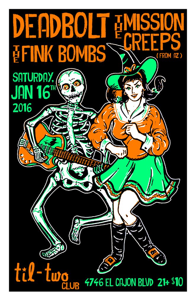 This Saturday at Til-Two Club. The #scariestbandintheworld, Deadbolt, returns with our friends The Mission Creeps.