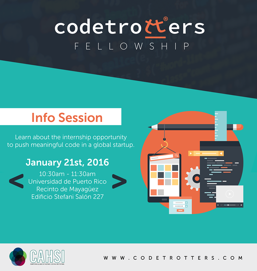 H3Conference's tweet image. Participa de este sesión informativa de @codetrotters en el @uprm el 21 de enero.  No pierdas esta oportunidad.