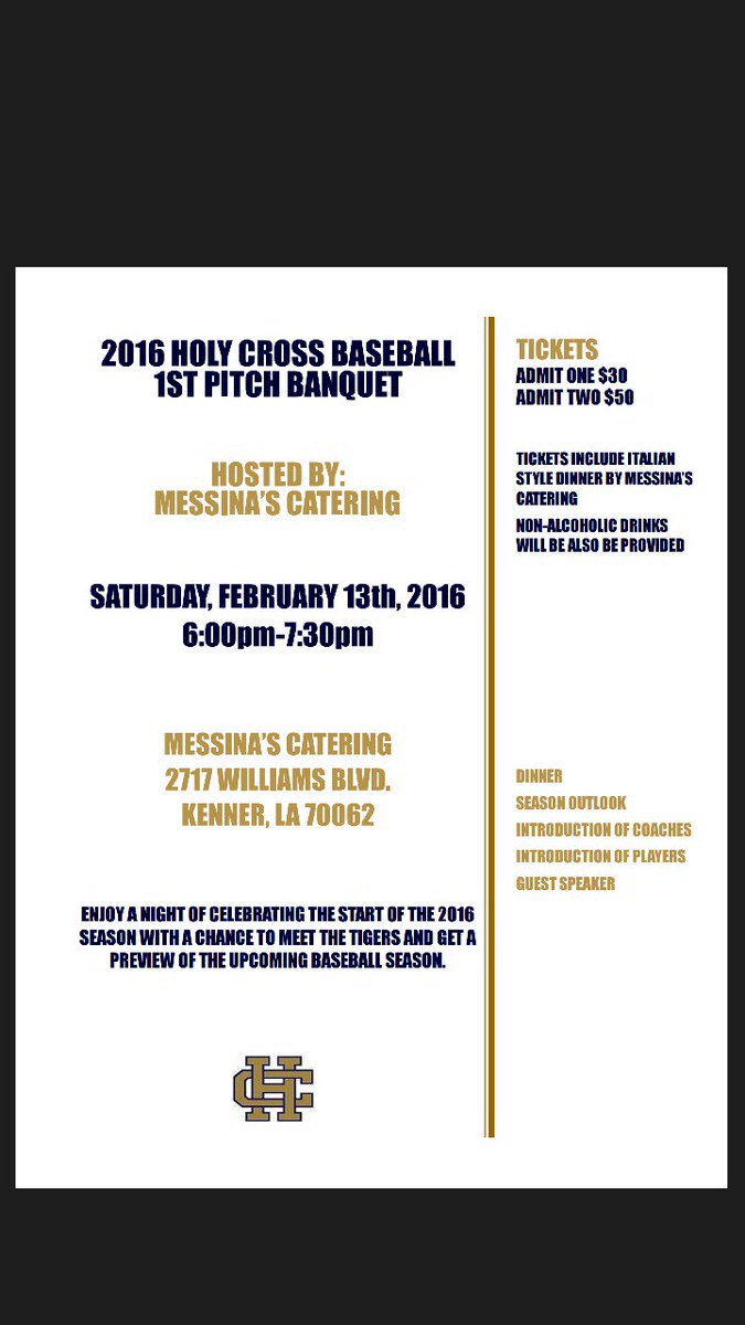 Come celebrate the start of the 2016 baseball season with the Holy Cross Tigers!