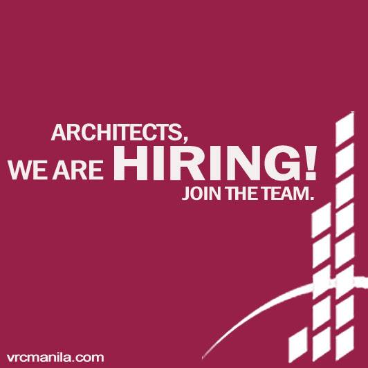 vrcmanila's tweet photo. We are looking for architects to join our growing team!  Send your cv's at  vrcmanila@gmail.com #architecture #arki https://t.co/uP35IBG2Qt