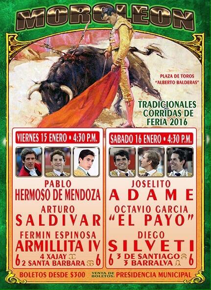 InfoPayo's tweet photo. Este sábado @elpayo_ 
Comienza el año 2016 en la Feria Taurina de Moroleón Gto. 4:30 pm https://t.co/C8TmPMEMJH