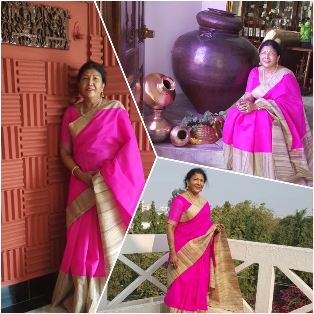 DemureDrapes's tweet photo. Suhasini wishes all happy #pongal #makarsankranti #bihu #sari #saris #iluvsaris #saree #sarees #kanjeevaram https://t.co/MVDw11HTU5