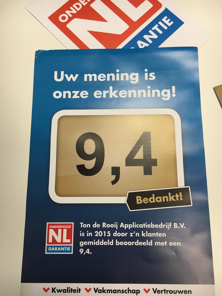 laque_nl's tweet photo. Van een 9,1 in 2014 naar een 9,4 in 2015 gemiddelde klantwaardering! @OHNLGarantie #trots https://t.co/NcfaNvmr6R