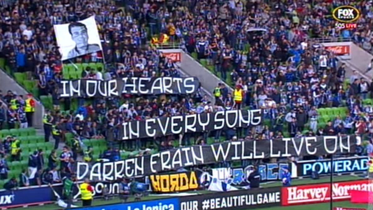 gomvfc's tweet photo. In our hearts, in every song, Darren Frain will live on. A wonderful tribute &amp; applause. RIP, Darren #MVCvBRI #MVFC https://t.co/TwtyTRXqzr