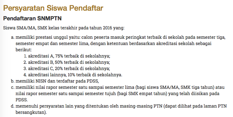 Info resmi SNMPTN 2016 >> snmptn.ac.id/informasi.html…