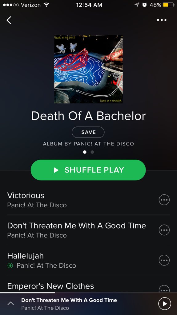 WeigandSam's tweet photo. FINALLY #DeathOfABachelor is out, @PanicAtTheDisco never disappoints #MostAnticipatedAlbum https://t.co/BknMvIZ4p7