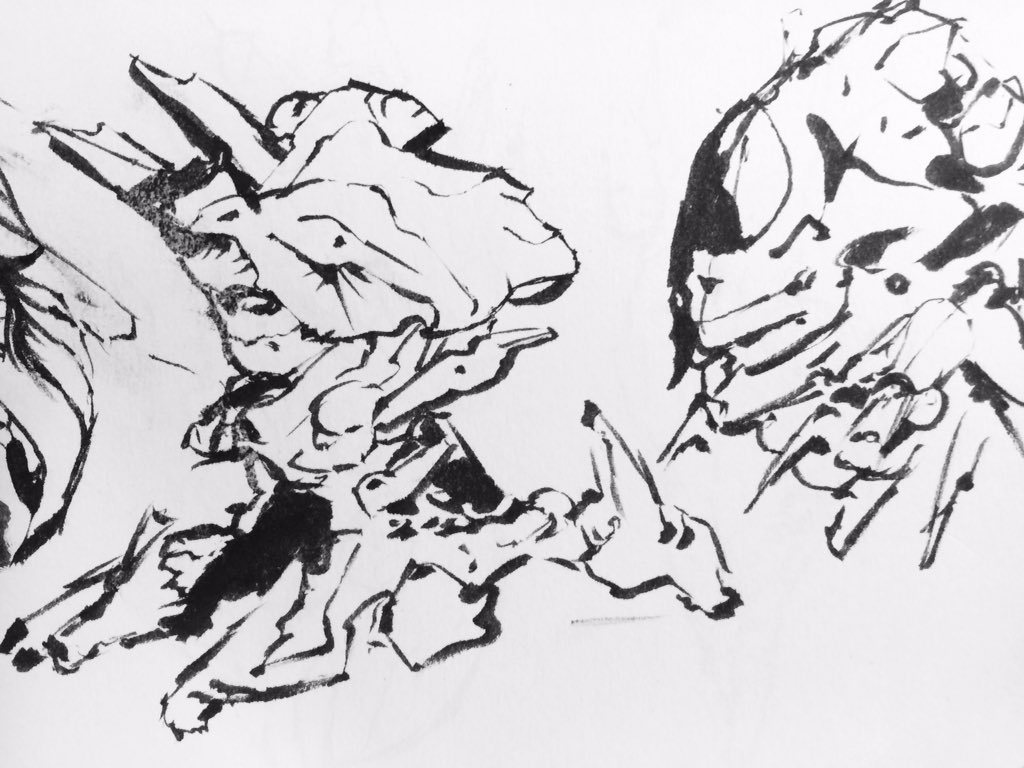 Brush pen sketches #scifi #spaceship #mech #brush #ink #art 