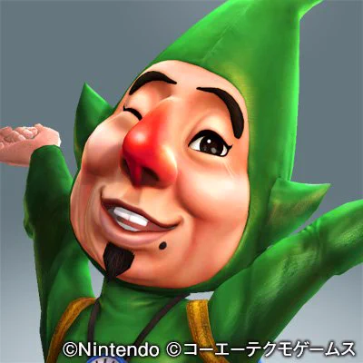 【広報】『ゼルダ無双 ハイラルオールスターズ』本日のツイッターアイコンプレゼントは、
自身を妖精の生まれ変わりと信じる35才独身男性「チンクル」です!画像を保存してご使用くださいね♪ https://t.co/G0YqMdYqhc 