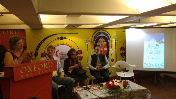 Aman Nath and Alka Pande are discussing the selection process with Marc Parent #AKLF2016 #AKLF