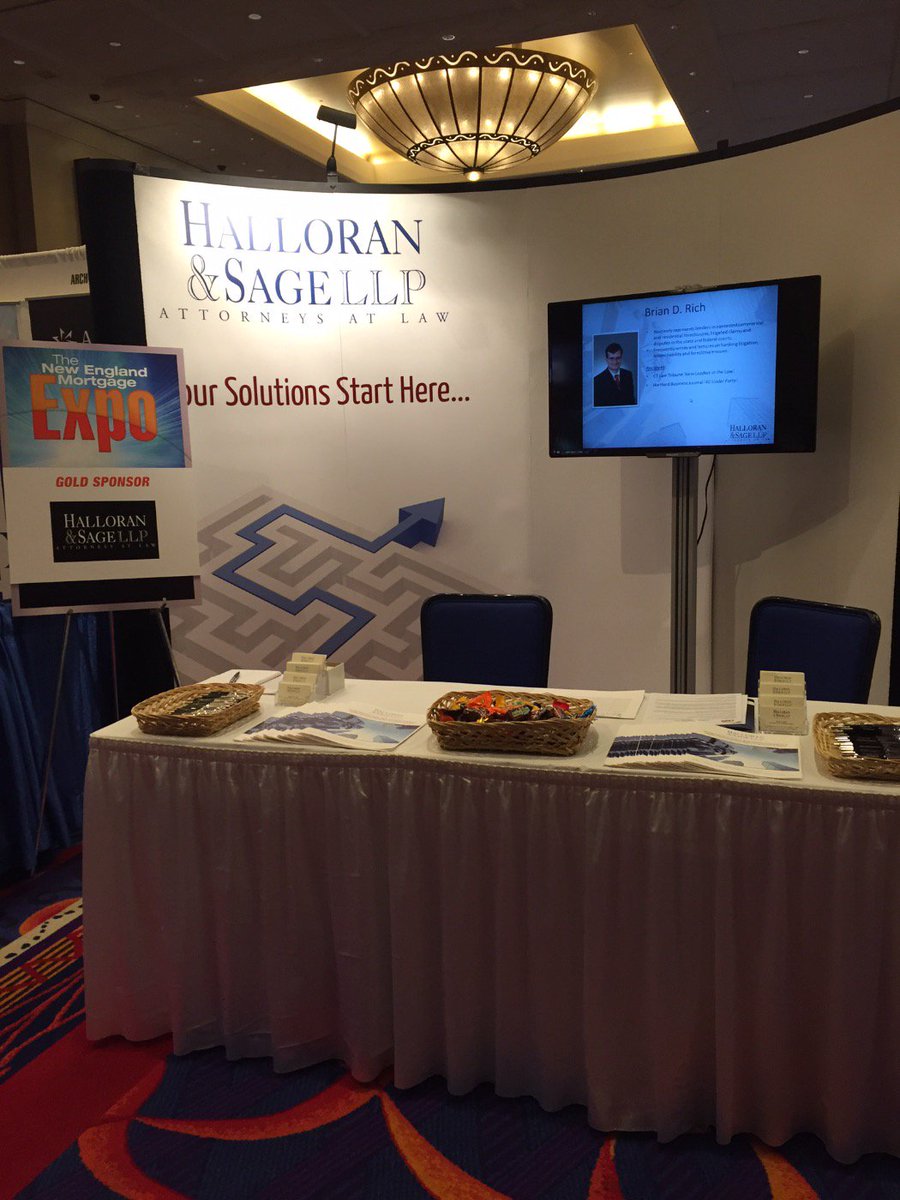 HalloranSage's tweet image. Stop by our booth at @NEMortgageExpo at @MoheganSun today and don't miss Attorney Brian Rich's seminar at 10:30!