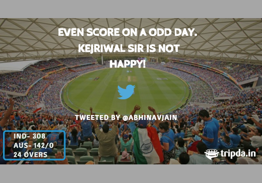 TripdaIndia's tweet photo. More odd than even. #IndvsAus #DelhiOddEven @abhinavjain888 https://t.co/Y2KstYtCX3