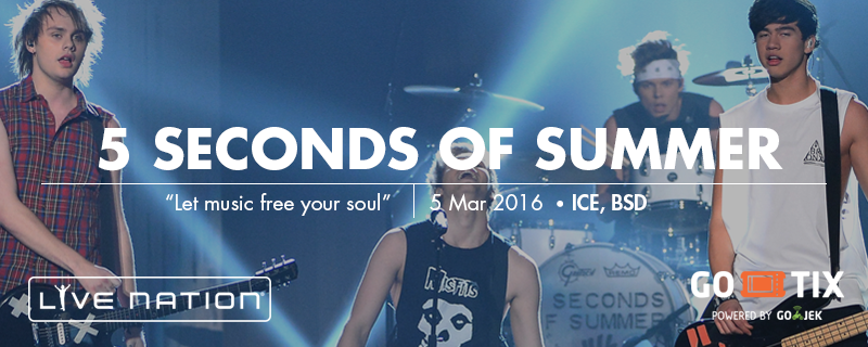 gojekindonesia's tweet photo. Apakah kamu salah satu fansnya @5SOS? Siap-siap dengan keseruan konser mereka di Jakarta, 5 Maret '16! #GOTIXbyGOJEK https://t.co/70E9LdHFzQ