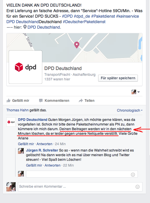 schreiter's tweet photo. So reagiert DPD auf Beschwerden! #dpd #dpd_de #dpdindeutschland #paketdienst #kurierdienst #Deutschland #versand https://t.co/gyDYmXZEJY