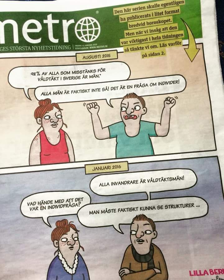 Metros förstasida idag består av briljanta <a href="/lillaberlin/">Ellen Ekman</a>